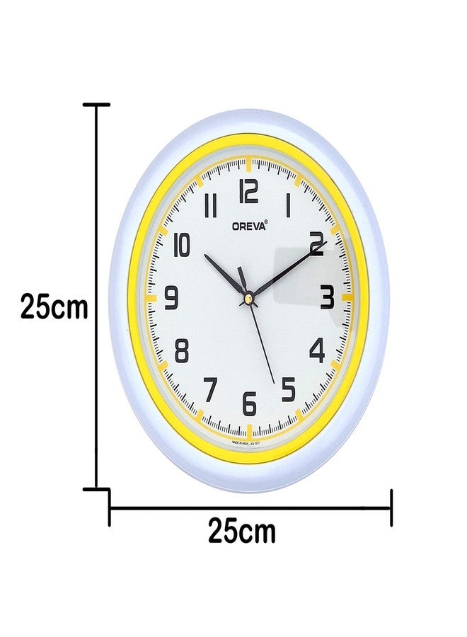 أوريفا ساعة حائط بسيطة دائرية الشكل من البلاستيك من OREVA (25.5 × 3.7 × 25.5 سم، أصفر، AQ-1577) - Image 2